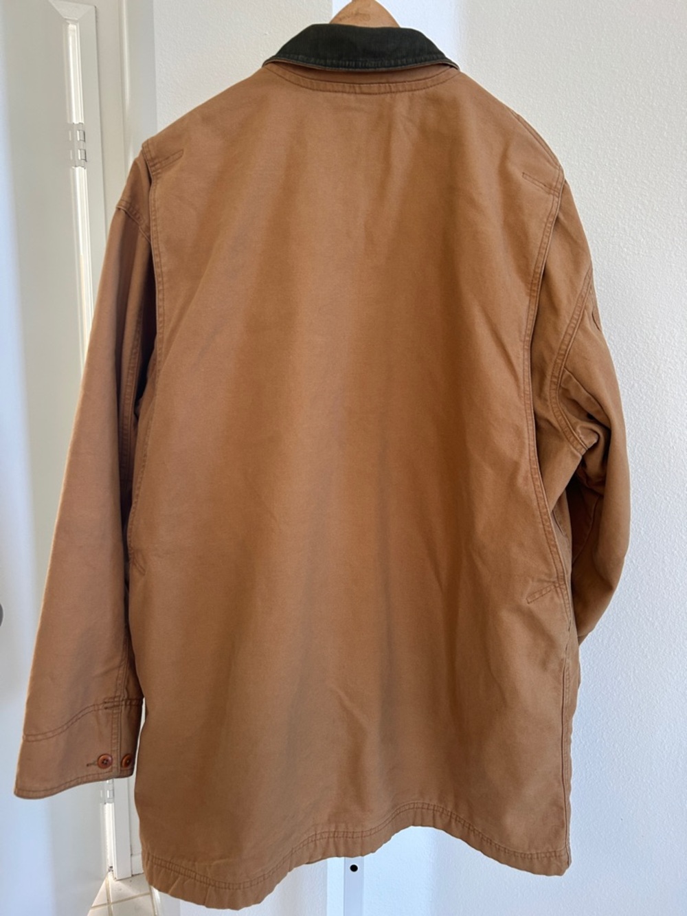 Vintage L.L. Bean Tan Canvas Field Jacket with Dark Green Collar - Picture 7 of 9